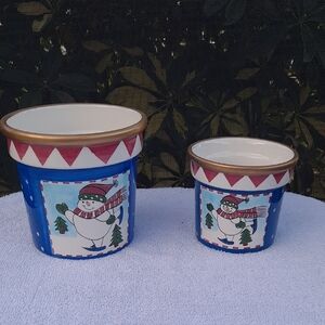 Festive Snowman Planter Set